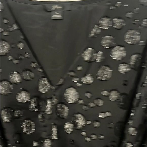 J. Crew Black and Silver‎ Metallic Wrap Bishop Long Sleeve Top Small - Picture 9 of 9